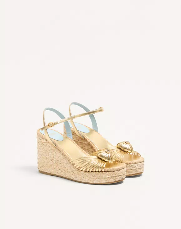 Valentino Royal Wedge Sandal In Metallic Nappa Leather 100Mm - Image 6